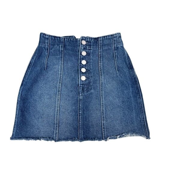 GRLFRND Twiggy Button Fly Denim Skirt Med Wash Size 25 - Picture 2 of 12